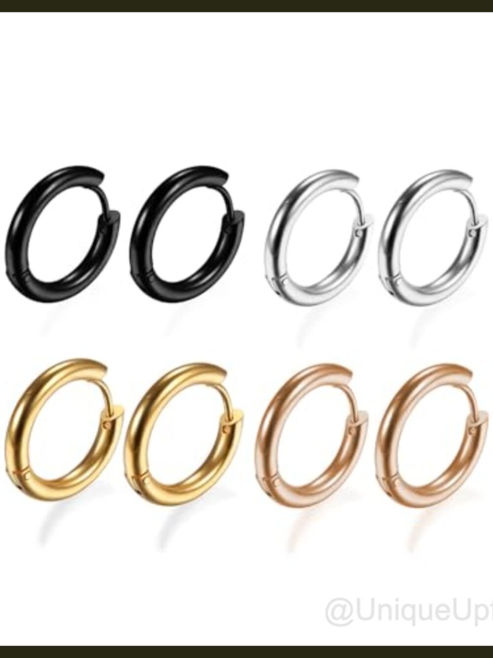 Hypoallergenic 316L Stainless Steel Huggie Hoop Earrings 4 Pair Set